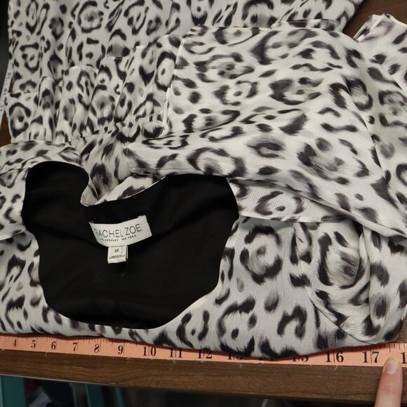 Rachel Zoe Animal Print Silk Dress Womens XS White Trendy Twee Boho Mob Wife NWT - Picture 10 of 16